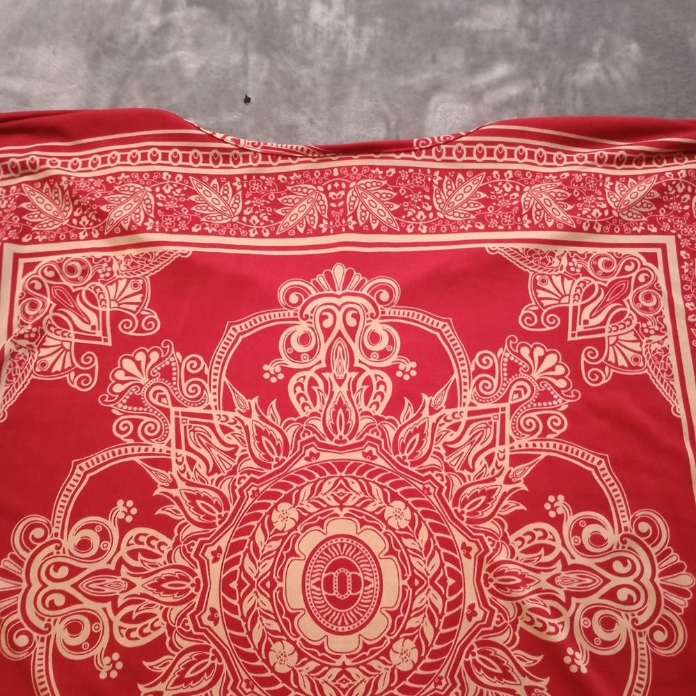 Vintage Bandana Poncho Womens Medium Red Ranch Farm Country Western Cowgirl - Picture 11 of 13